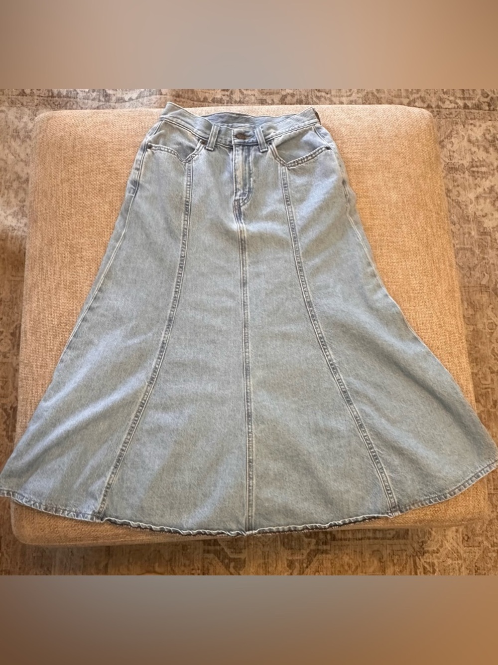 Levi's Light Blue Denim Fit & Flare A-Line Maxi Skirt